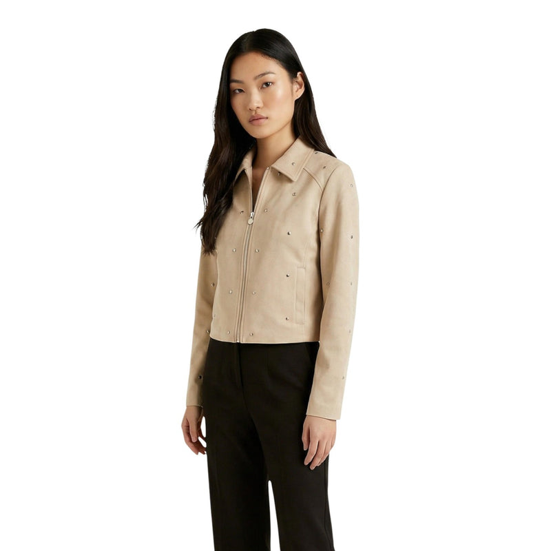 Blazer long beige Jacqueline De Yong avec fermeture éclair et poches