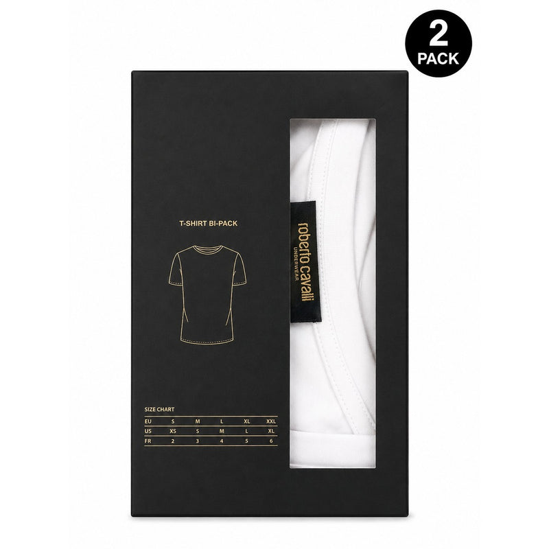 Roberto Cavalli Men Cotton Undershirt White Short Sleeve