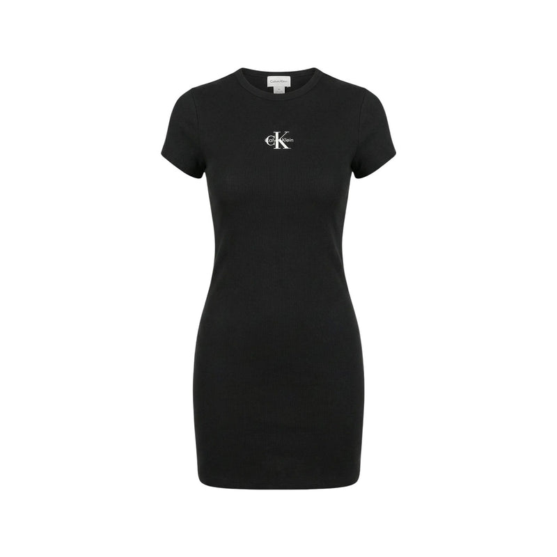 Robe courte à imprimé noir Calvin Klein Jeans col rond