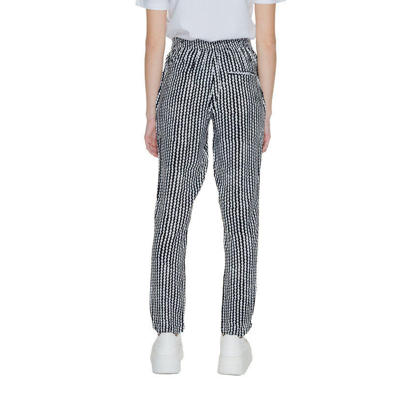 Pantalon géométrique noir pour femmes avec détails en dentelle
