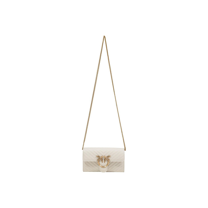 Sac à épaule en cuir blanc avec poche intérieure par Pinko