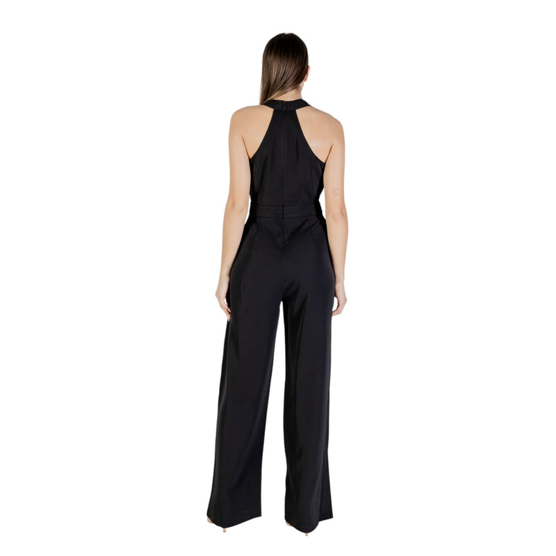 Black Sleeveless Wide Leg Halter Jumpsuit