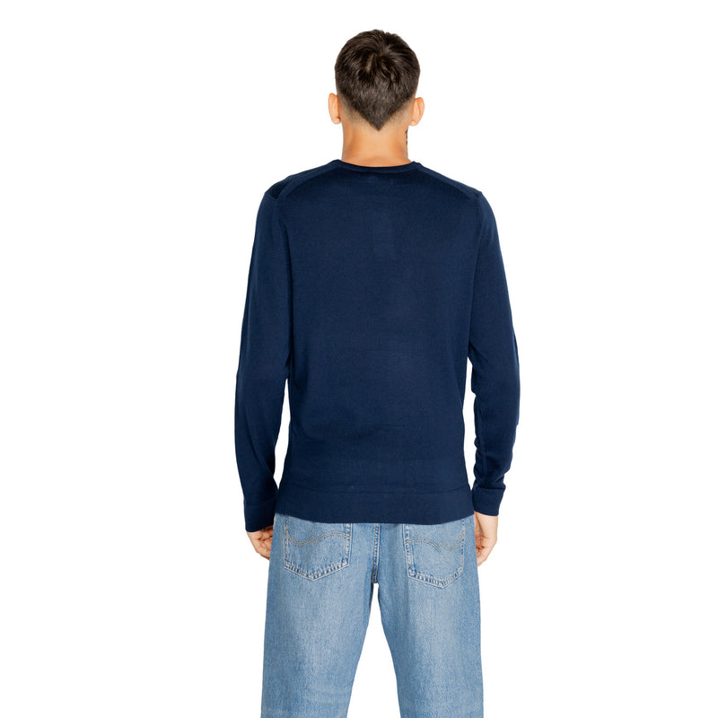 Pull à col rond en laine bleue Calvin Klein pour hommes
