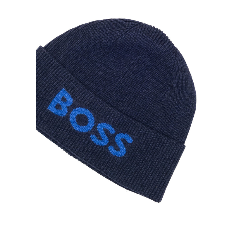 Boss Blue Casquette en laine mélangée imprimée pour hommes