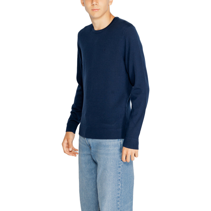 Pull à col rond en laine bleue Calvin Klein pour hommes