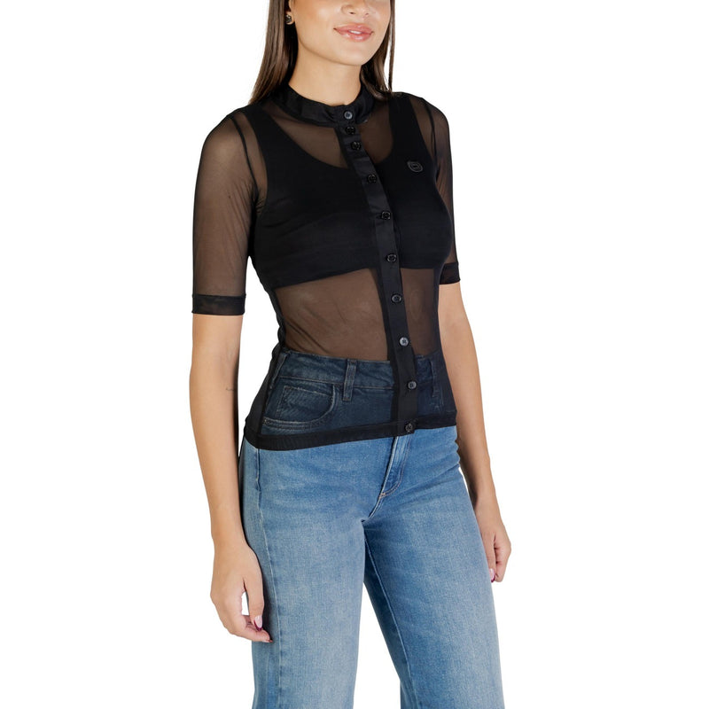 Blouse noire à manches courtes et col rond pour femmes Colcci