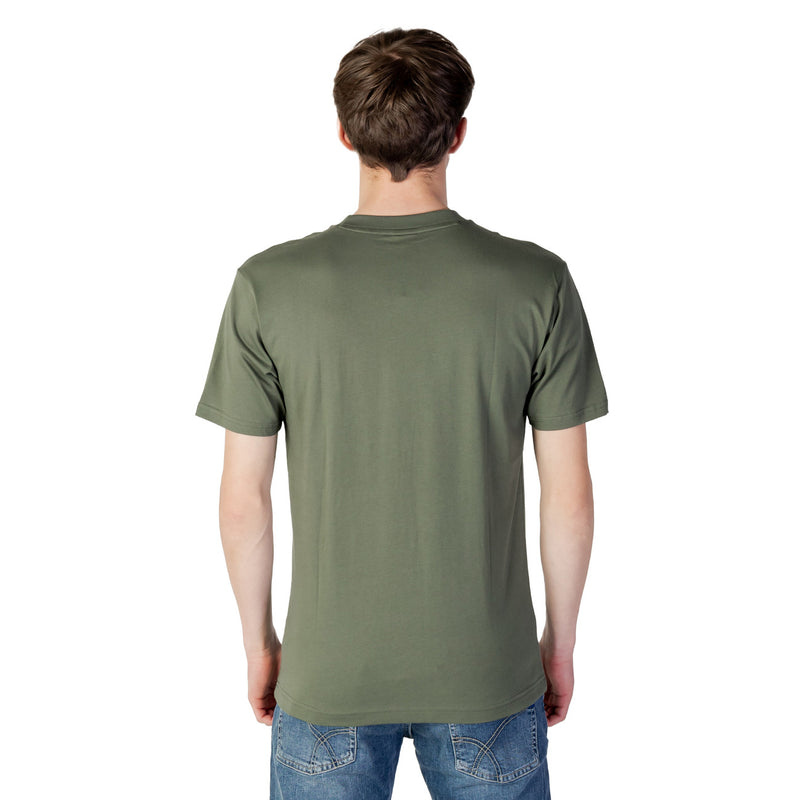 New Balance Homme - T-shirt en coton vert avec col rond et pochette