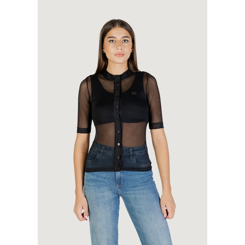 Blouse noire à manches courtes et col rond pour femmes Colcci