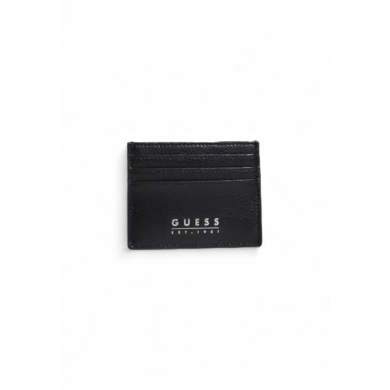 Guess Portefeuille en cuir noir pour hommes avec poches intérieures