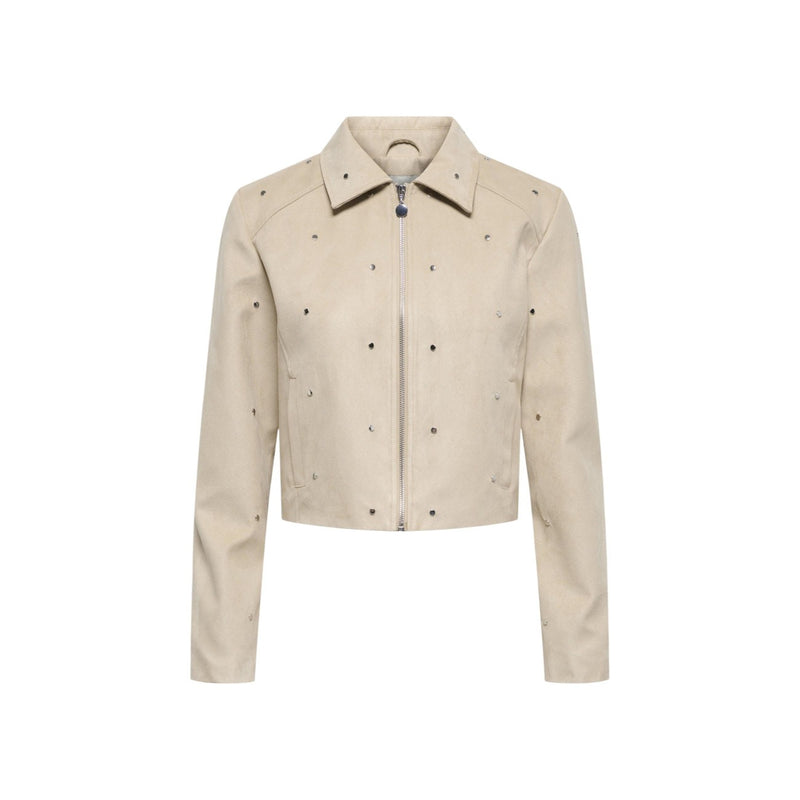 Blazer long beige Jacqueline De Yong avec fermeture éclair et poches