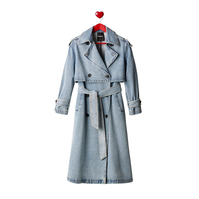 Veste en coton bleu clair avec ceinture pour femmes Desigual