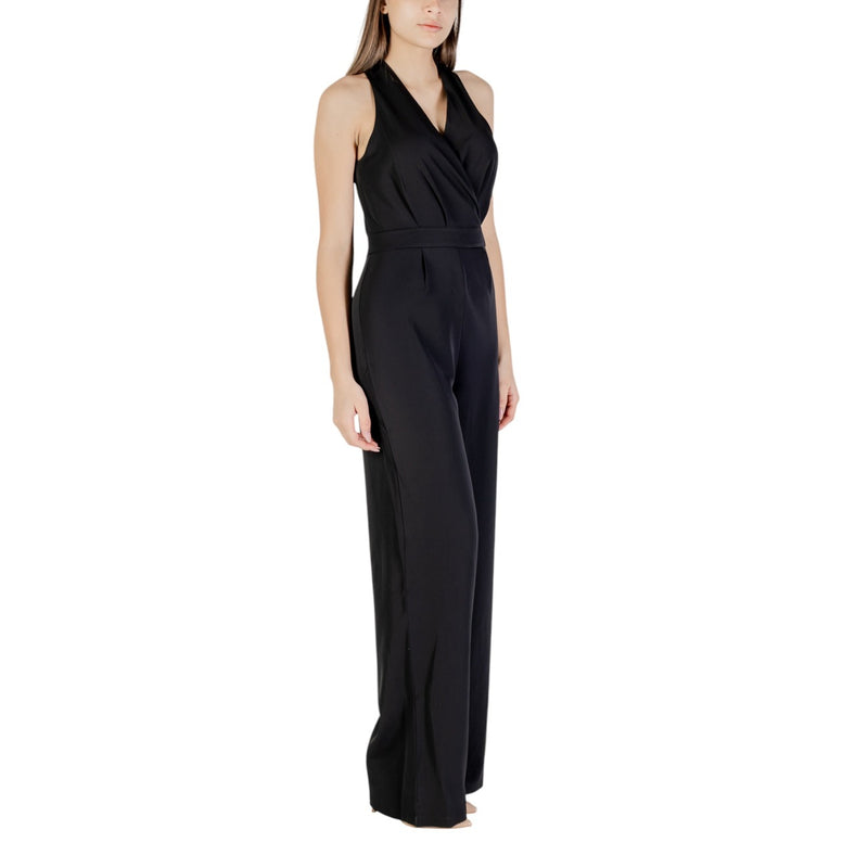 Black Sleeveless Wide Leg Halter Jumpsuit