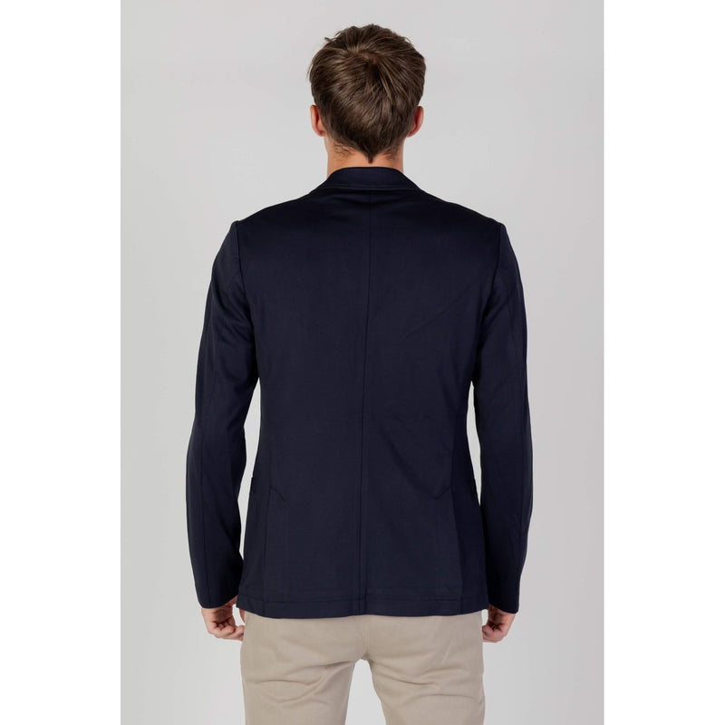 Armani Exchange Hommes Printemps Été Bleu Blazer long avec poches avant