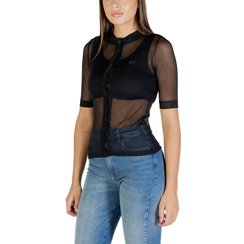 Blouse noire à manches courtes et col rond pour femmes Colcci