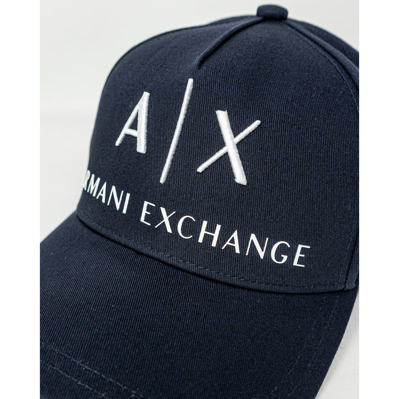 Armani Exchange Casquette en coton bleu avec boucle